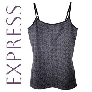 Express Vintage Y2K Grey Black Whimsygoth Camisole Tank Top Shelf Bra, Medium